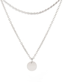 Fashion Steel Color Disc Double Layer Stainless Steel Necklace