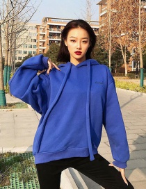 Fashion Blue Fleece Hooded Bandwidth Sweatshirt