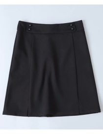 Fashion Black Buttoned Slit Skirt