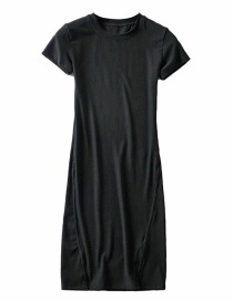 Fashion Black Small Slit Patchwork Dress