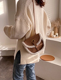 Fashion Khaki Lambskin Stitched Shoulder Bag