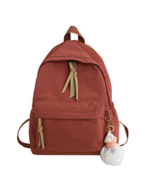 Fashion Brick Red Stitched Fringed Plain Backpack