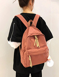 Fashion Brick Red With Pendant Stitched Fringed Plain Backpack