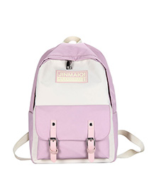 Fashion Pink Queen Contrast Stitching Belt Buckle Backpack