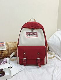Fashion Red Trumpet Contrast Stitching Belt Buckle Backpack