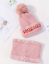 Fashion Light Powder Mink Velvet Wool Knit Hat Bib Set