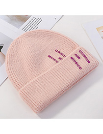 Fashion Pink Woolen Printed Letter Hat