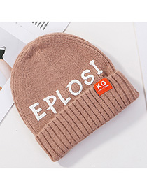 Fashion Khaki Knitted Hat With Printed Letters