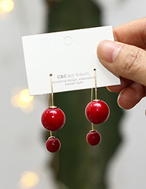 Fashion Red Pearl Geometric Earrings