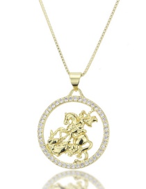 Fashion Gold-plated Knight Diamond Openwork Necklace
