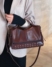 Fashion Brown Studded Shoulder Bag
