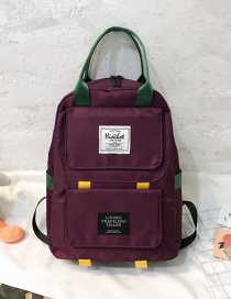 Fashion Purple Nylon Stitching Contrast Backpack