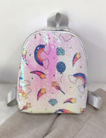 Fashion Figure One White Sequined Rainbow Star Backpack