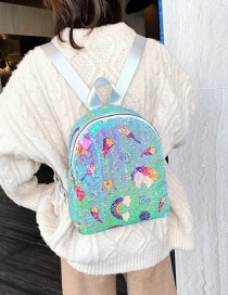 Fashion Figure Two Green Sequined Rainbow Star Backpack