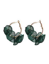 Fashion Green Flower Lace Pearl Earrings
