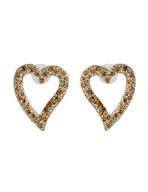 Fashion Yellow Diamond Symmetric Heart Pierced Earrings