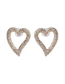 Fashion White Diamond Symmetric Heart Pierced Earrings