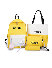 Fashion Yellow Contrast Four-piece Backpack With Contrast Straps