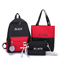 Fashion Black Contrast Four-piece Backpack With Contrast Straps
