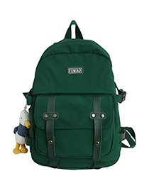 Fashion Dark Green With Pendant Panel Flap Buckle Backpack