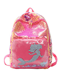 Fashion Pink Sequined Mermaid Backpack