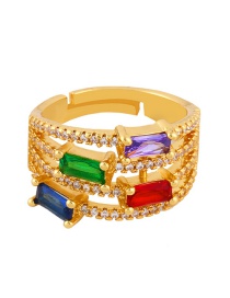 Fashion Golden Openwork Ring With Diamonds