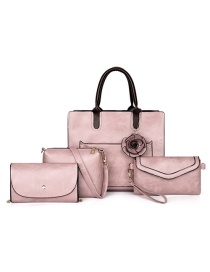 Fashion Pink Three-dimensional Flower Stitching Diagonal Cross Shoulder Bag