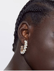 Fashion Golden Imitation Pearl C-shaped Earrings