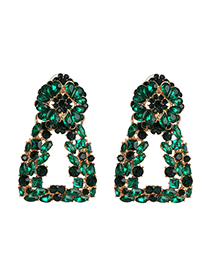 Fashion Green Geometric Alloy Diamond Cutout Earrings
