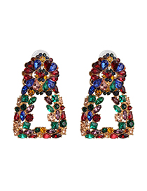Fashion Color Geometric Alloy Diamond Cutout Earrings