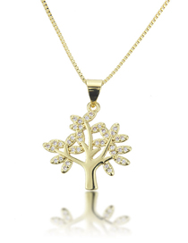 Fashion Gold-plated Life Tree Necklace With Diamonds