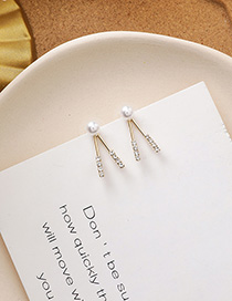 Fashion White Pearl Geometric Diamond Earrings
