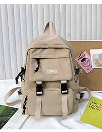 Fashion Khaki Nylon Backpack With Patch Letters