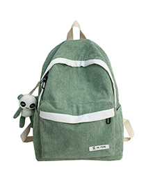 Fashion Green Stitched Contrast Corduroy Backpack