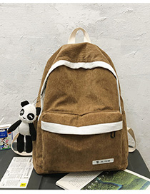 Fashion Brown With Pendant Stitched Contrast Corduroy Backpack