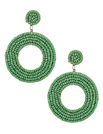Fashion Green Rice Beads Felt Round Earrings