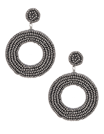 Fashion Silver Rice Beads Felt Round Earrings