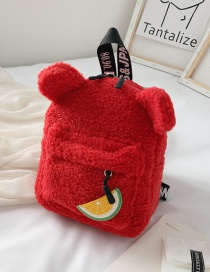 Fashion Red Lamb Fur Bear Backpack