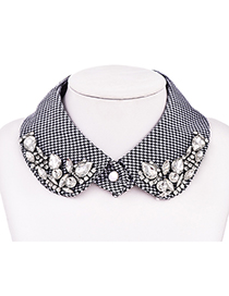 Fashion Black Fabric Diamond-drop Houndstooth Fake Collar