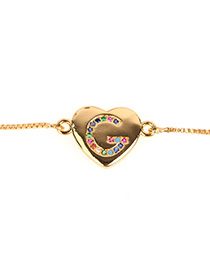 Fashion G Golden Heart Bracelet With Diamonds And Letters