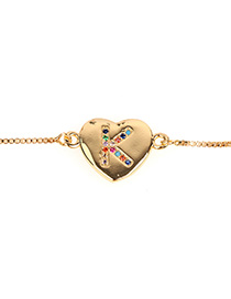 Fashion K Gold Heart Bracelet With Diamonds And Letters