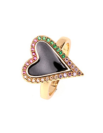 Fashion Black Love Drip Diamond Ring