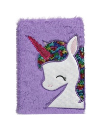 Fashion Violet Plush Unicorn Sequin Children Notebook