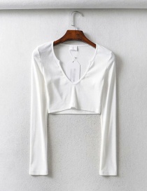 Fashion White Cropped V-neck T-shirt