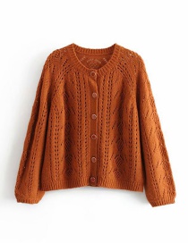 Fashion Caramel Colour Open-knit Sweater Cardigan