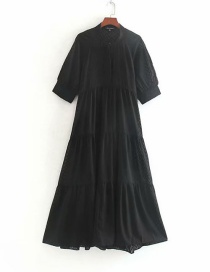 Fashion Black Sheer Lapel Single-breasted Dress