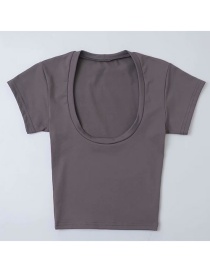 Fashion Gray U-neck Short T-shirt