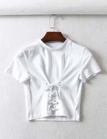 Fashion White Lace-up T-shirt