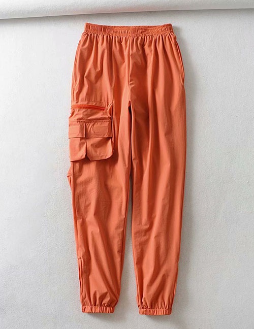 Fashion Orange Pocket Elasticated Pants