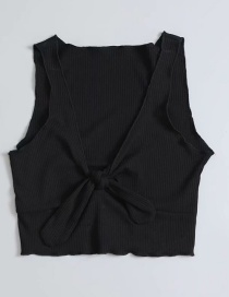Fashion Black Lace-up V-neck Vest